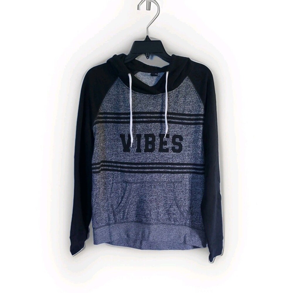Empyre Women's Gray "Vibes" Pullover Hoodie Sweatshirt Juniors Medium